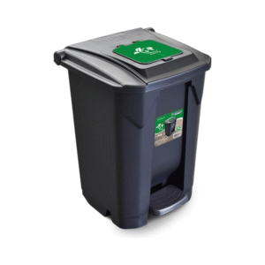 Lixeria 60L Preta c/ pedal e rodas Arqplast