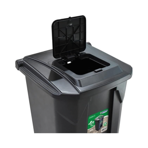 Lixeria 60L Preta c/ pedal e rodas Arqplast - Imagem 2
