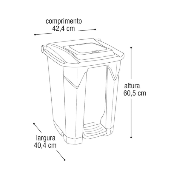 Lixeria 60L Preta c/ pedal e rodas Arqplast - Imagem 5