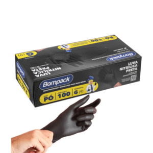 Luva Nitril Preta s/ Pó Tamanho G c/ 100 un – Bompack
